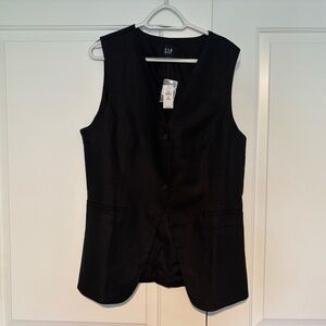 NWT Longline Linen Vest (Black)